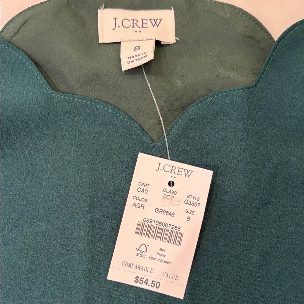J. Crew Dark Teal Scalloped Neck Cami